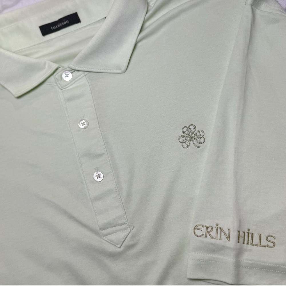 Turtleson Performance Polo Shirt Men XL Mint‎ Green Erin Hills Golf Club Modal